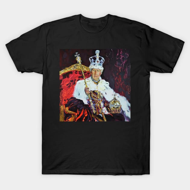 King Charles III Crowning Portrait Painting 698 T-Shirt by artsale